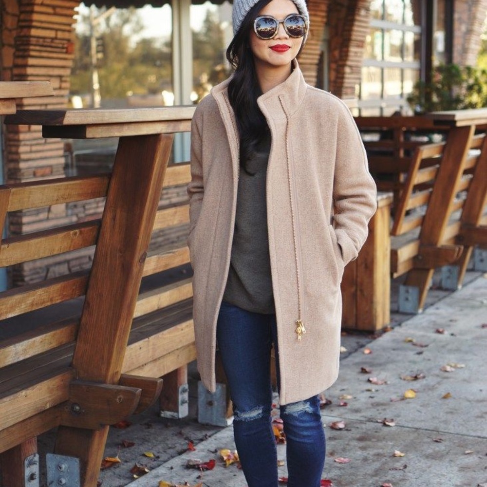 J.CREW COCOON COAT, TAN, SIZE 4
